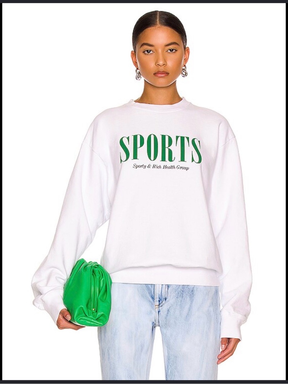 Sporty & Rich Graphic Sweatshirt - White with Green